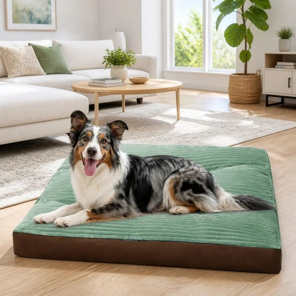 Pet Calming Bed Mat Striped Design Removable Washable Cover Dog Cat Cushion