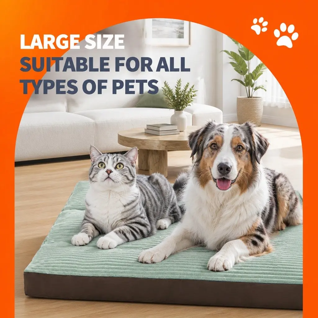 Pet Calming Bed Mat Striped Design Removable Washable Cover Dog Cat Cushion