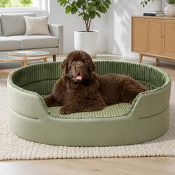 Large Semi-Enclosed Pet Bed with Stylish Stripes