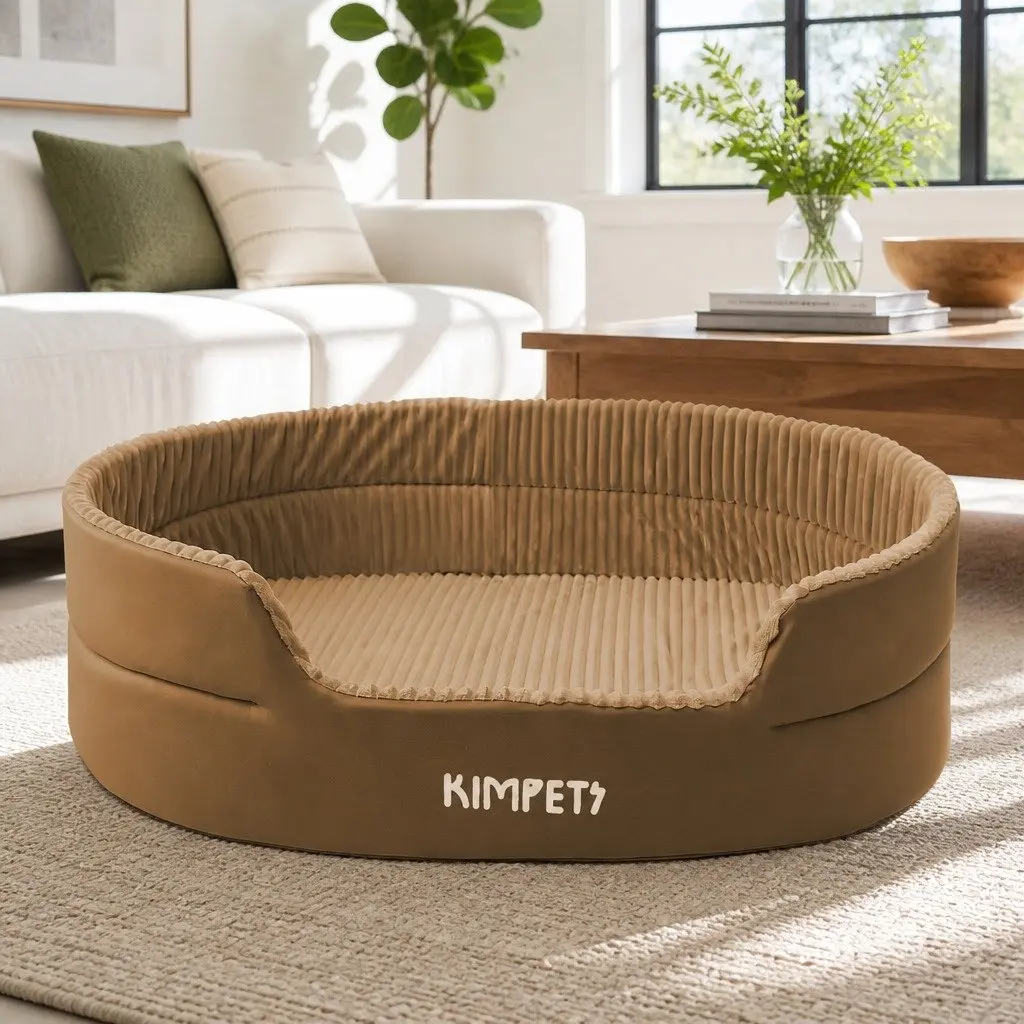 3D Semi-Enclosed Pet Nest Bed Spacious Khaki Cushion-Free Design