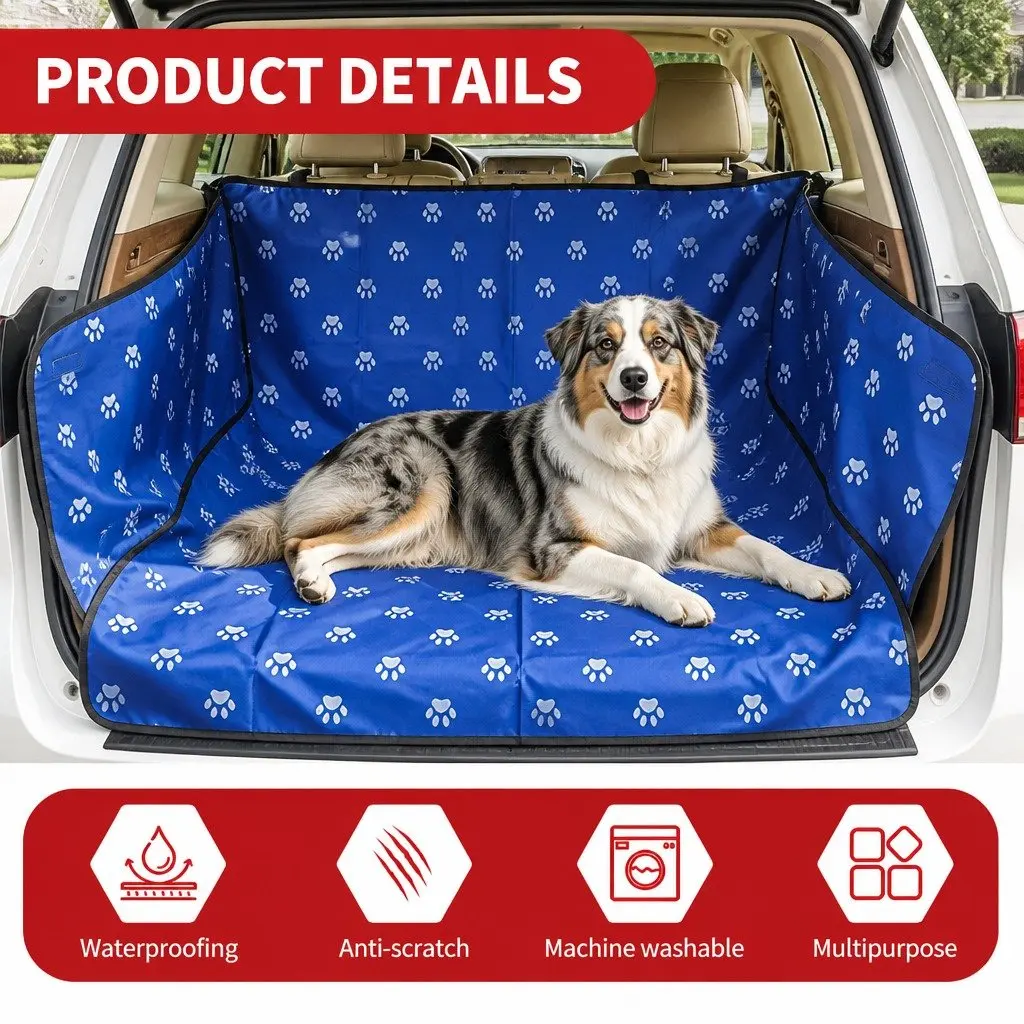 Pet Car Seat Cover Blue Waterproof Nonslip Hammock Protector Mat for Dogs and Cats