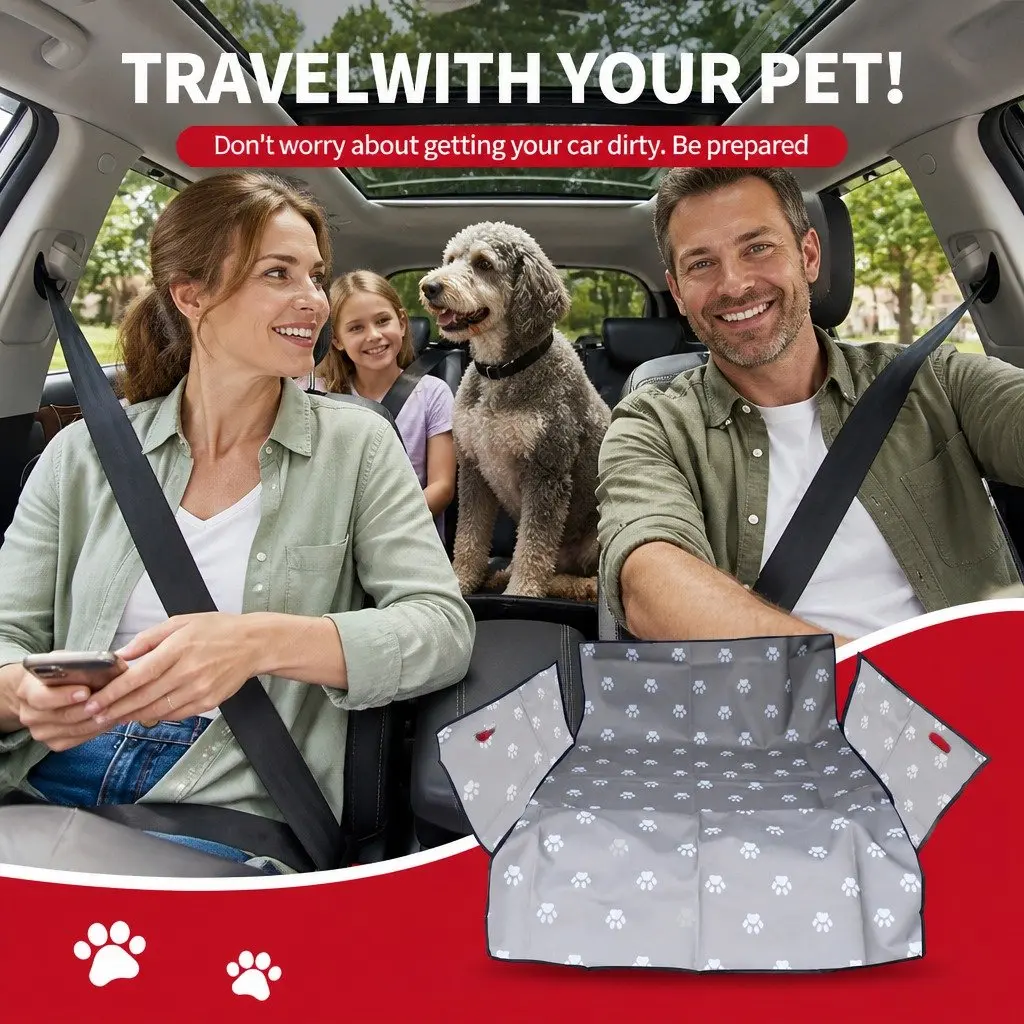 Pet Car Seat Cover Grey 155x105cm Waterproof NonSlip Protector