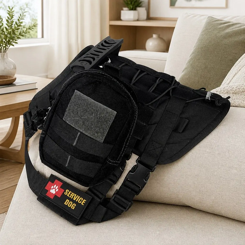 Dog Chest Vest Harness Back Pack with Poop Bag Holder and Waste Bags
