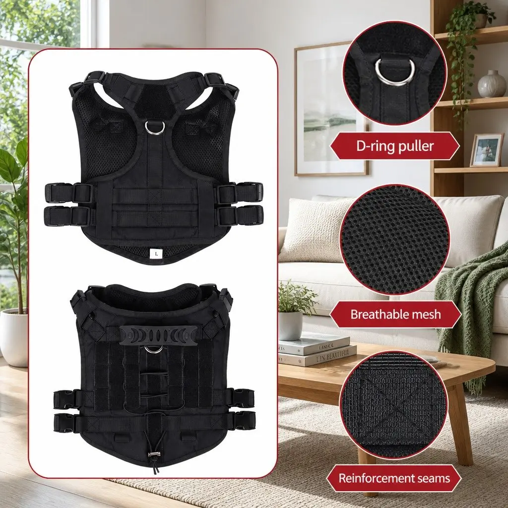 Dog Chest Vest Harness Back Pack with Poop Bag Holder and Waste Bags