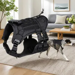 Concise Dog Traction Vest with Poop Bag - Black