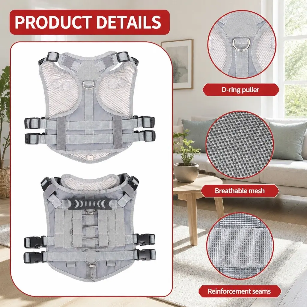 Dog Harness Breathable Mesh Vest Leash Pet Chest Rope Walking Training Gear
