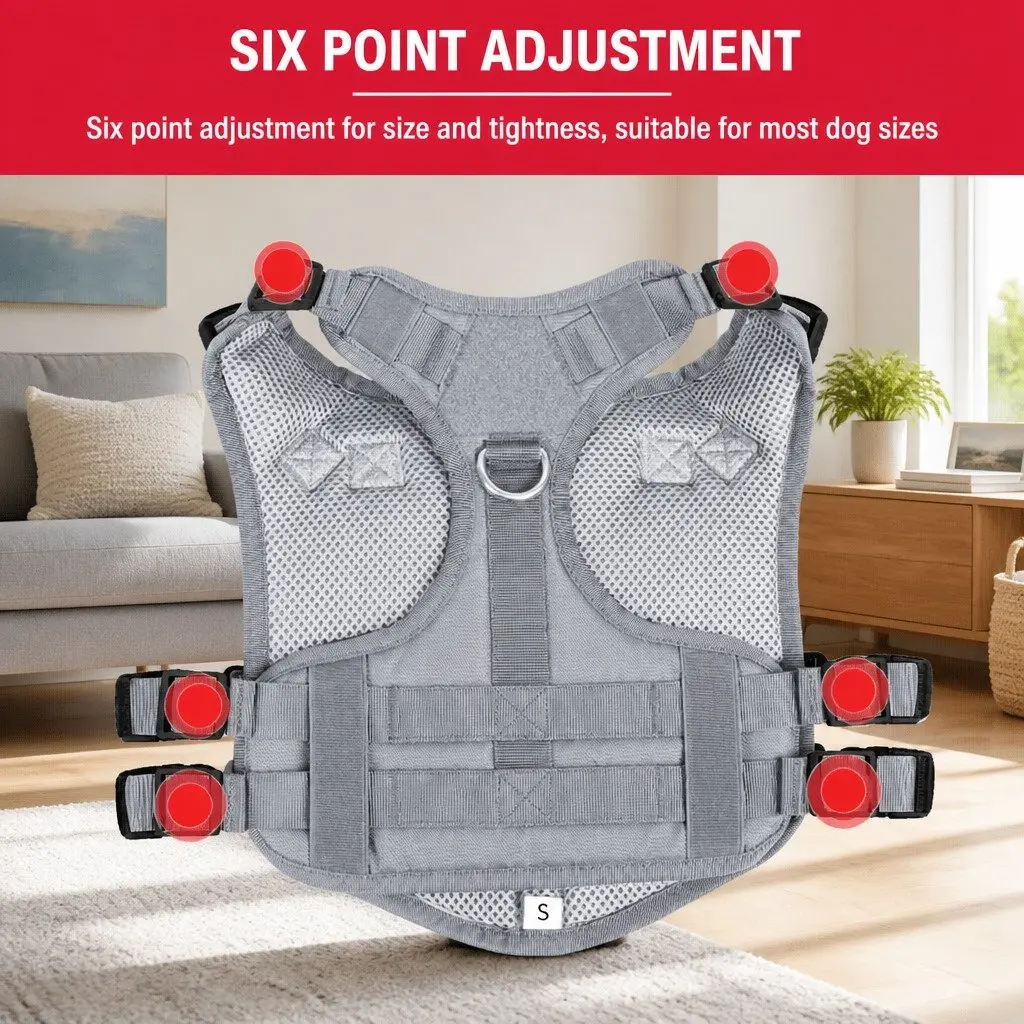 Small Dog Cat Harness Grey S Breathable Mesh Durable Construction