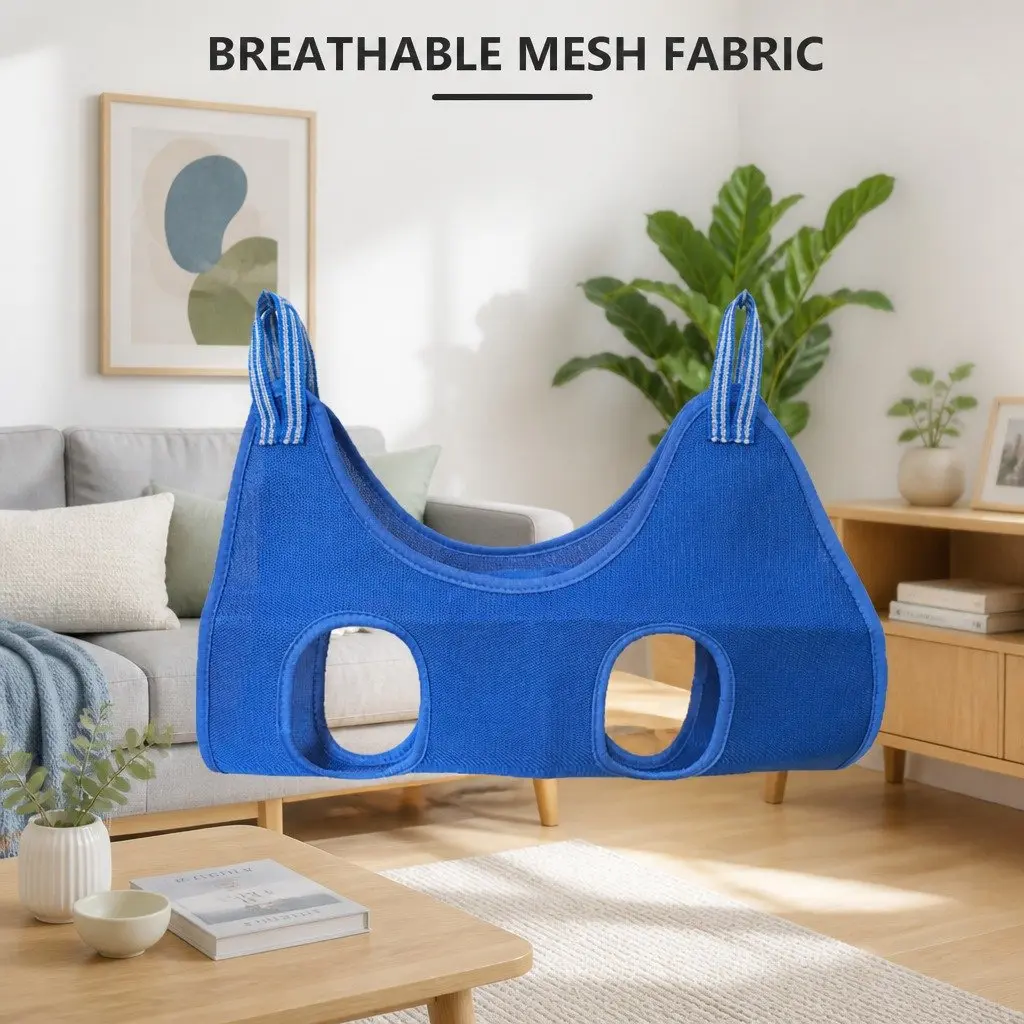 Pet Grooming Hammock Blue 60cm Nail Trimming Holder for Small Medium Pets