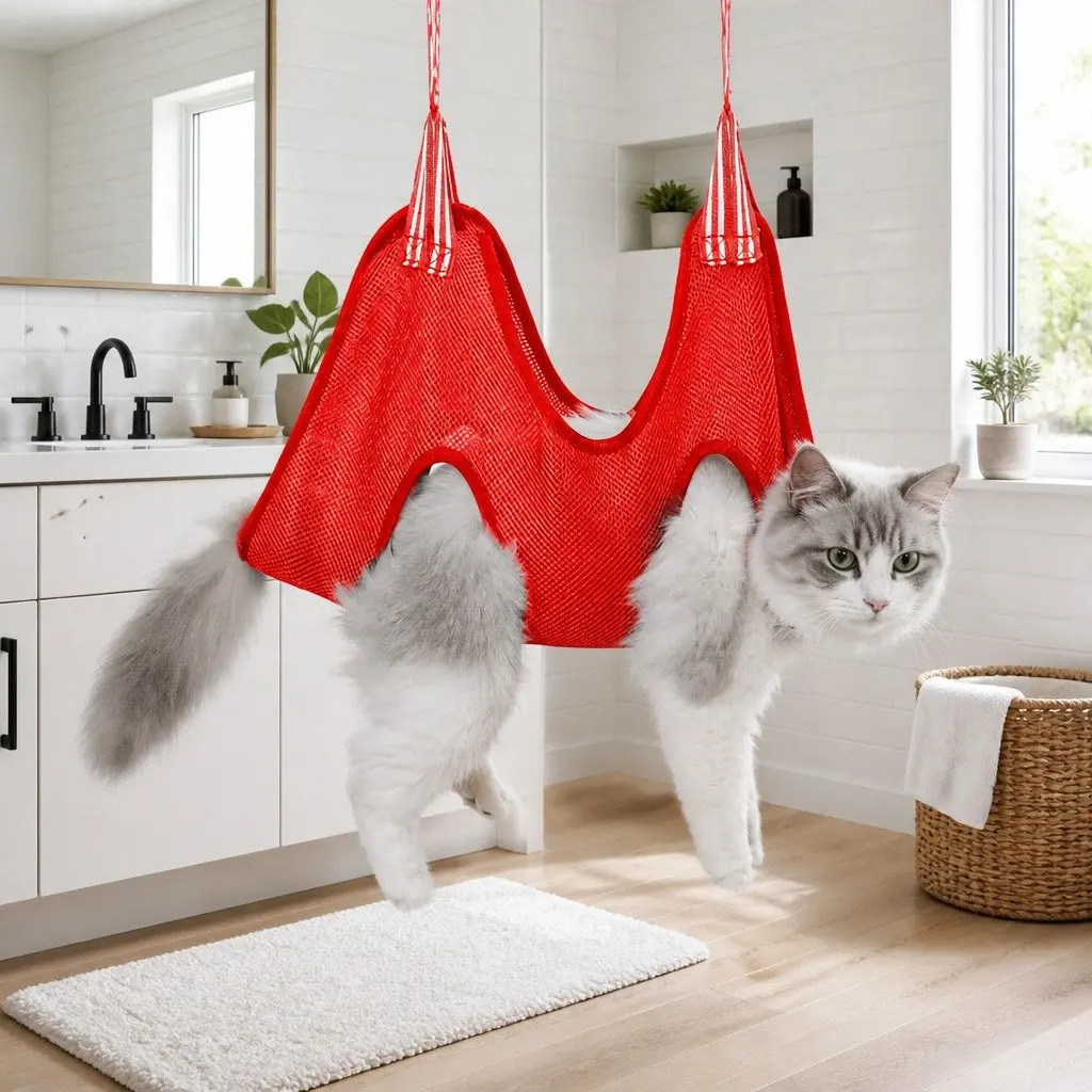 Pet Grooming Hammock Red 60cm Trimming Helper Relaxing Support Sling