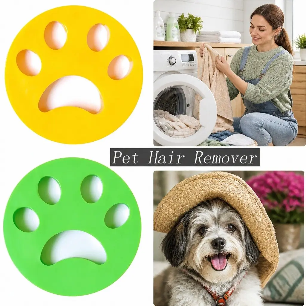 Laundry Washing Machine Pet Hair Remover Yellow Reusable Silicone Lint Catcher