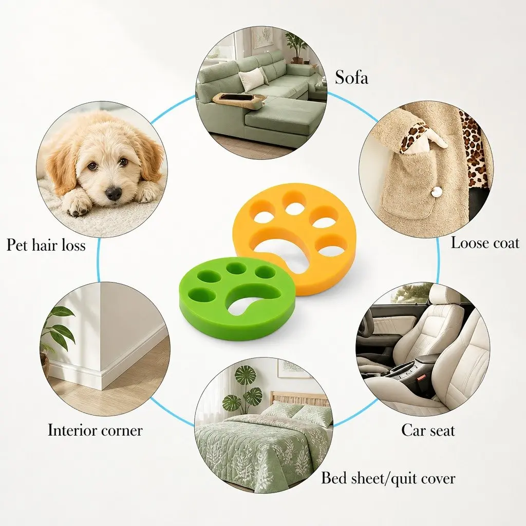 Laundry Washing Machine Pet Hair Remover Yellow Reusable Silicone Lint Catcher