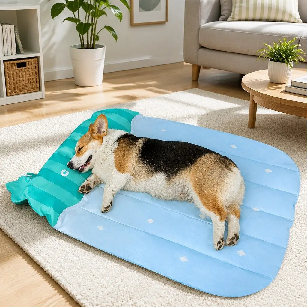 Pet Cooling Mat Watermelon Stripes 85x67cm Advanced Cooling Technology