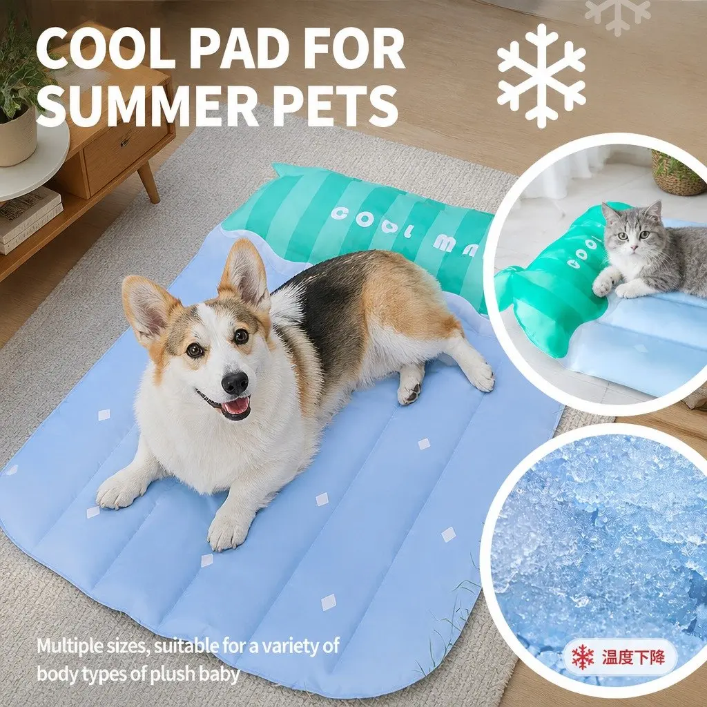 Pet Cooling Mat Watermelon Stripes 85x67cm Advanced Cooling Technology