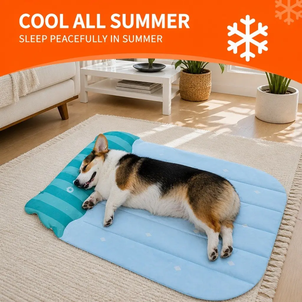 Pet Cooling Mat Watermelon Stripes 66x58cm Advanced Cooling Technology