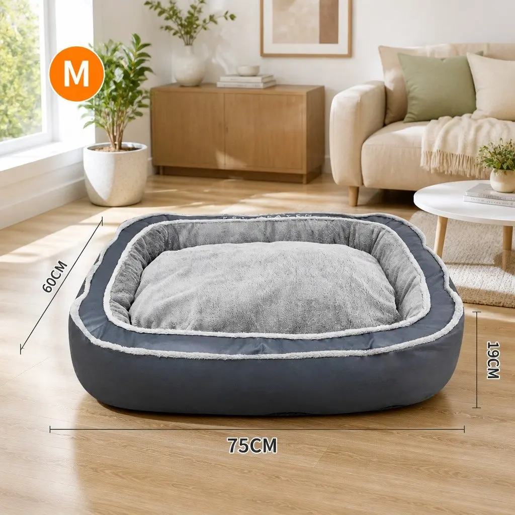 Oval Pet Bed Blue 75x60x19cm Removable Washable