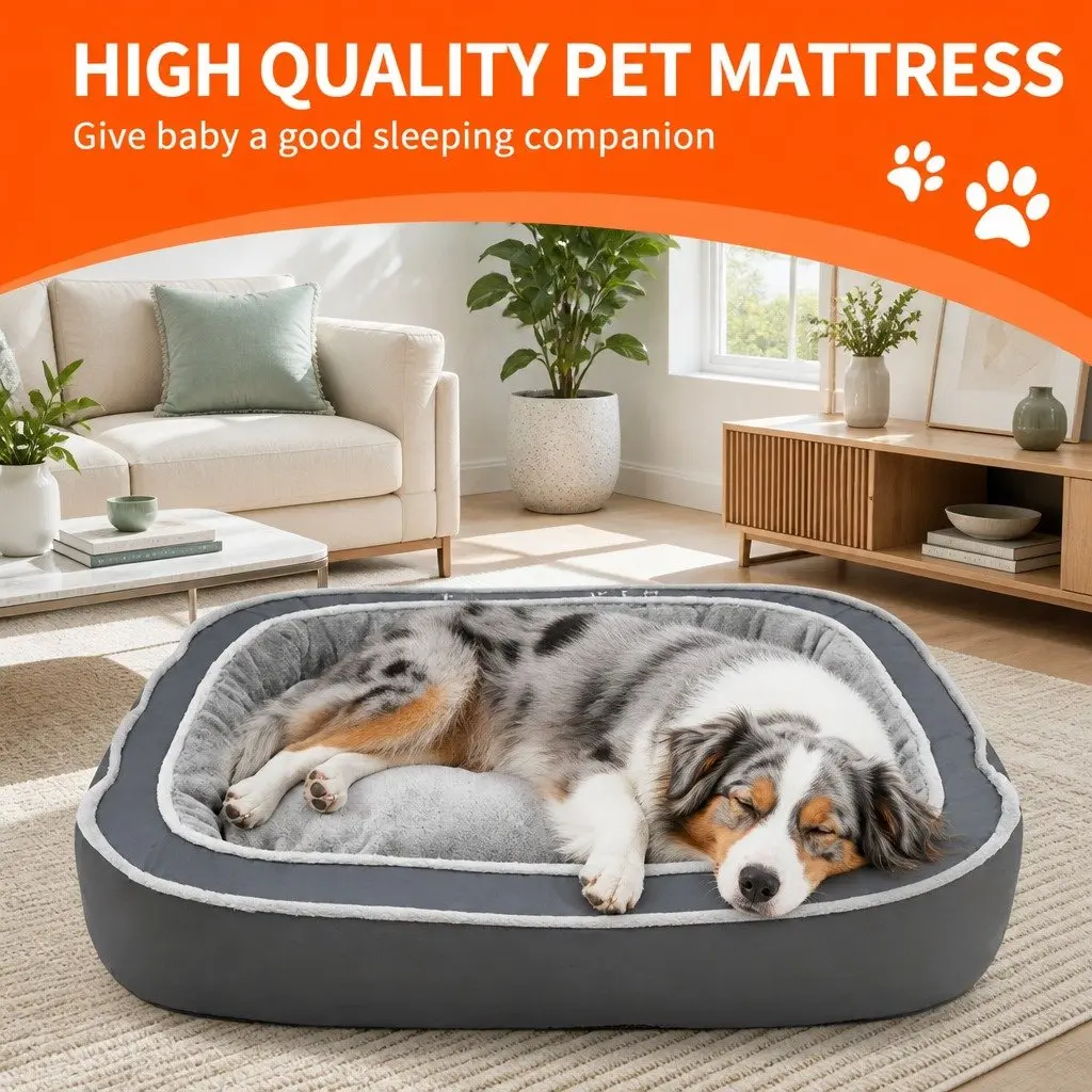 Oval Pet Bed Blue 75x60x19cm Removable Washable