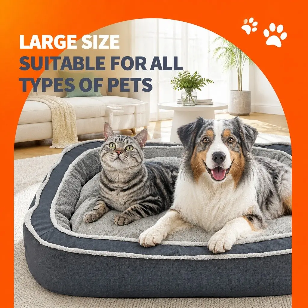 Oval Pet Bed Blue 75x60x19cm Removable Washable