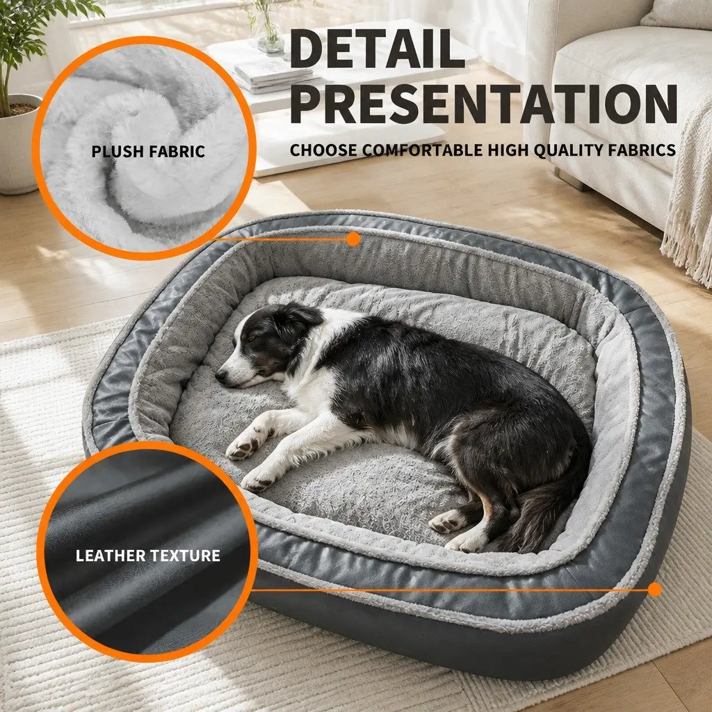 Oval Pet Bed Blue 75x60x19cm Removable Washable