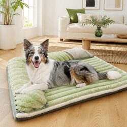 Green Velvet Dog Bed with Reversible Design - A Must-Have!
