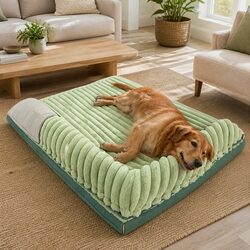 Green Velvet Dog Bed: Cozy and Removable Cover Design