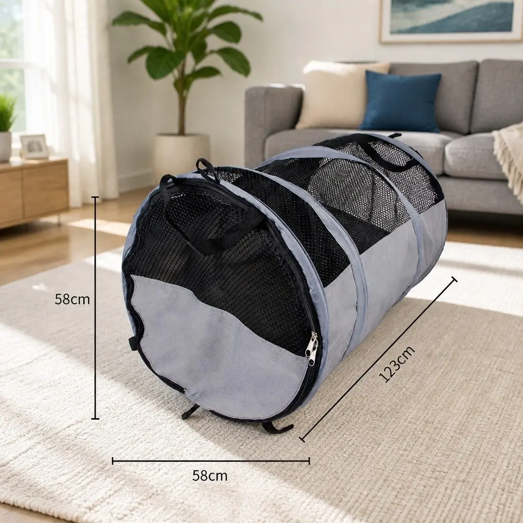 Foldable Pet Carrier Bag Grey 123x58x58cm Portable Travel Transport for Cats and Dogs