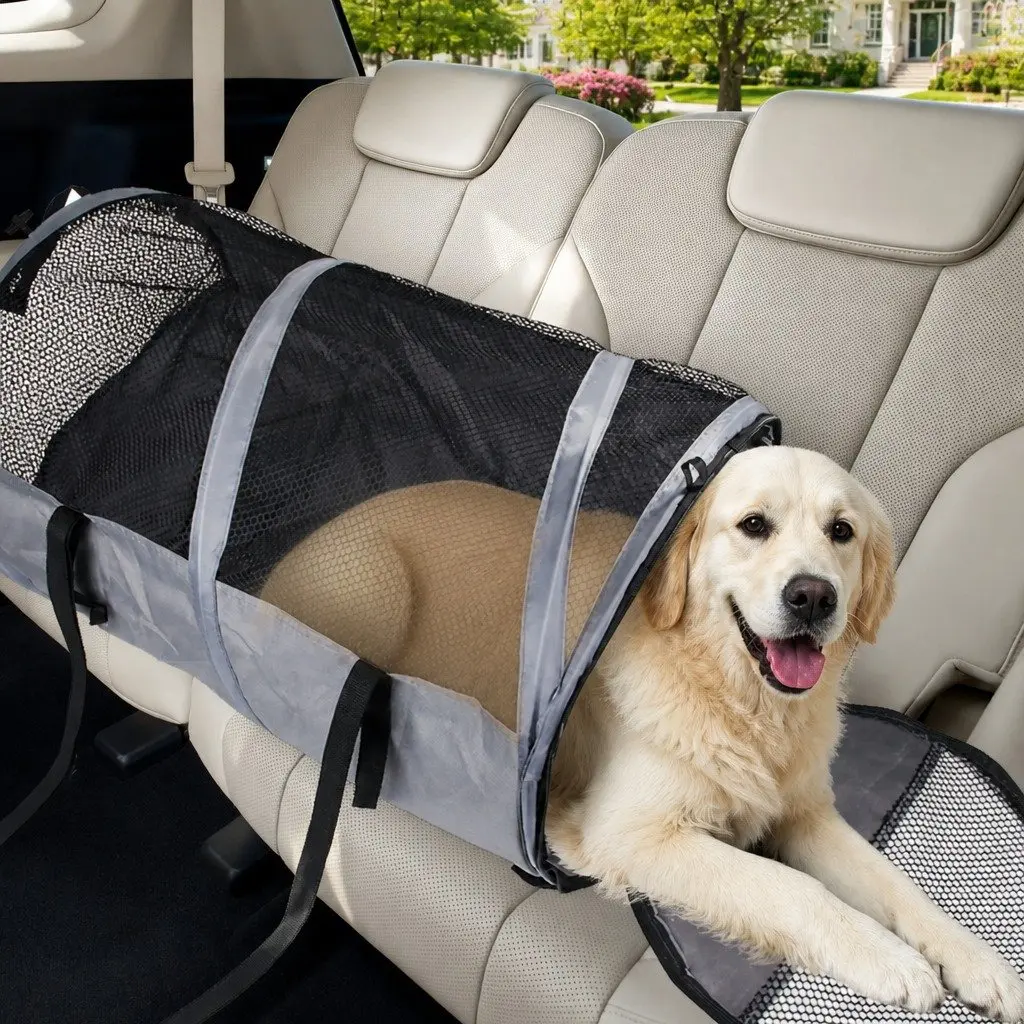 Foldable Pet Carrier Bag Grey 123x58x58cm Portable Travel Transport for Cats and Dogs