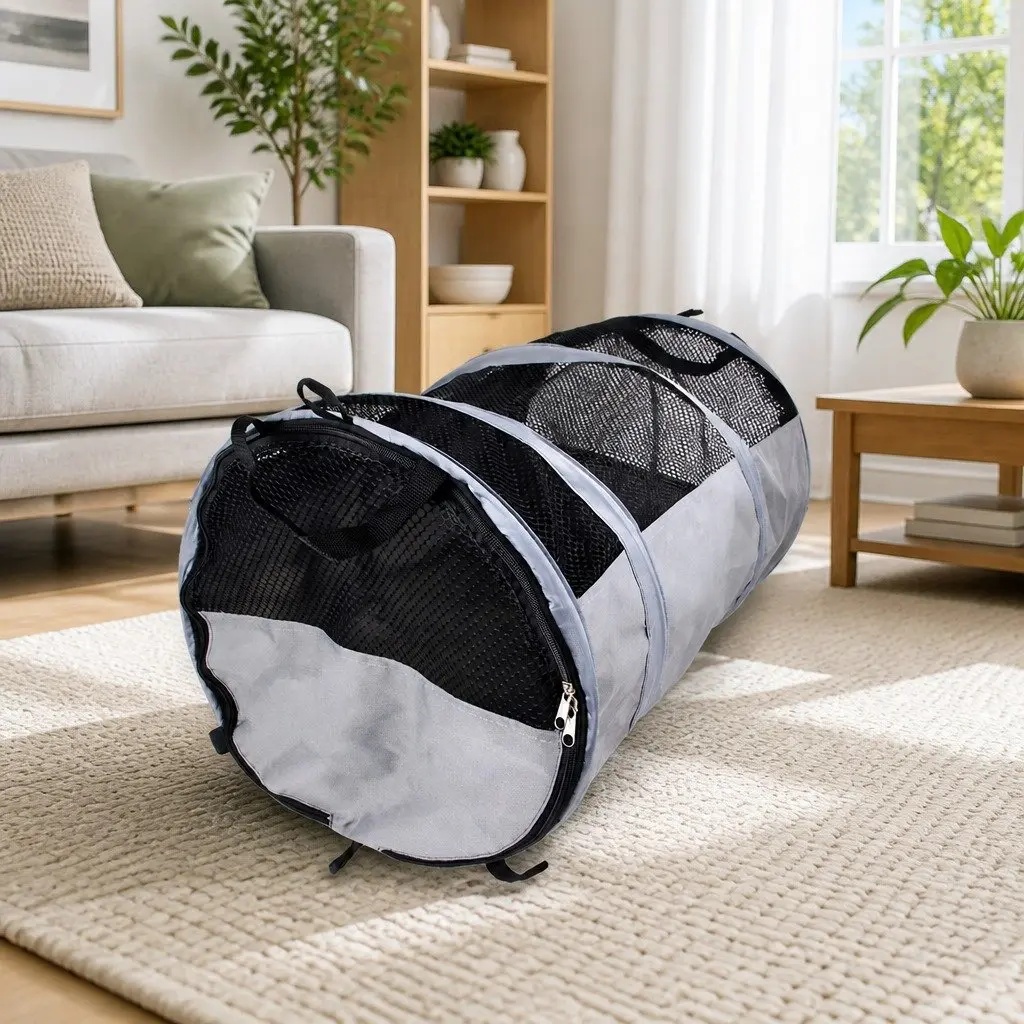 Foldable Pet Carrier Bag Grey 123x58x58cm Portable Travel Transport for Cats and Dogs