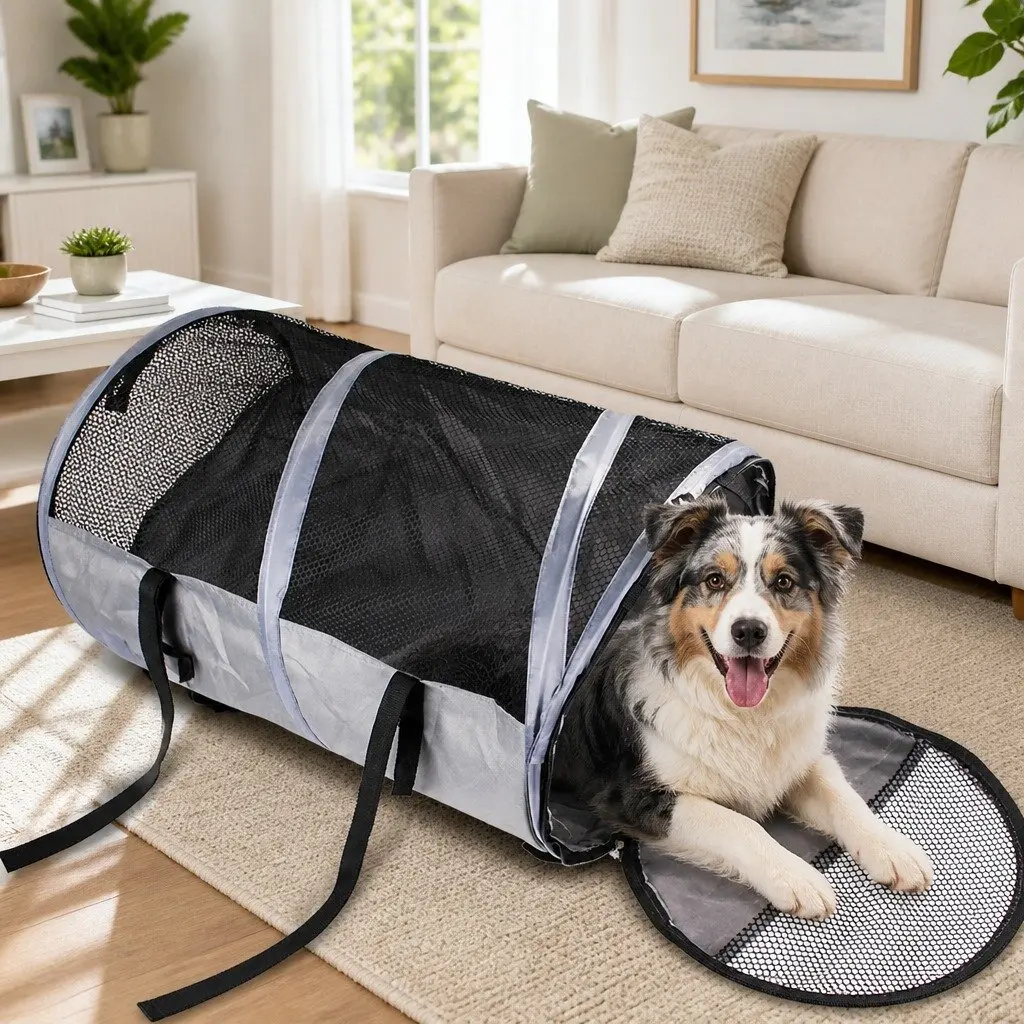 Pet Carrier Bag Gray 57x41x41cm Portable Travel Shoulder Bag