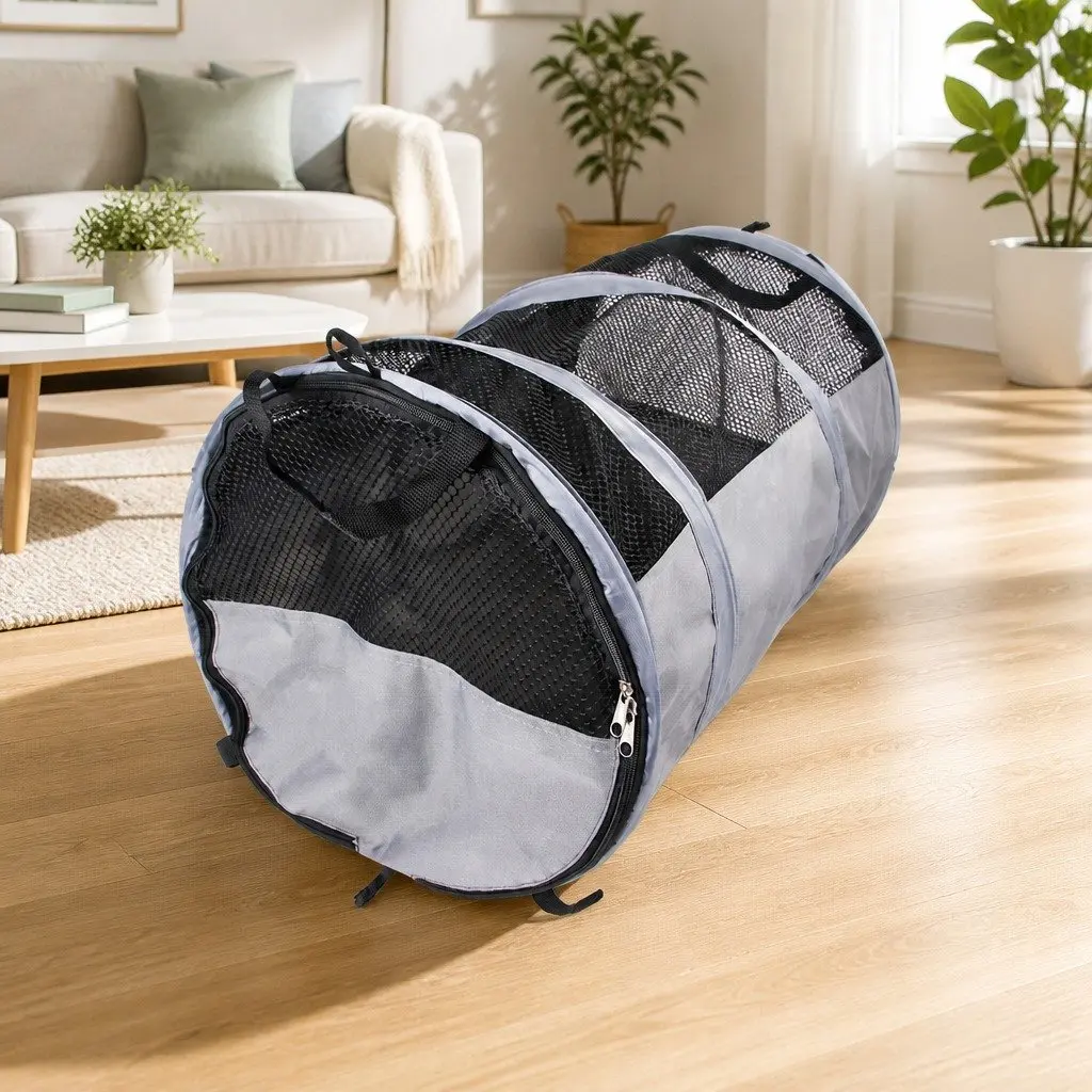 Pet Carrier Bag Gray 57x41x41cm Portable Travel Shoulder Bag