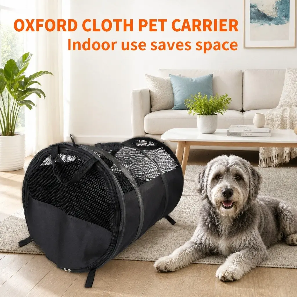 Pet Carrier Bag Gray 57x41x41cm Portable Travel Shoulder Bag
