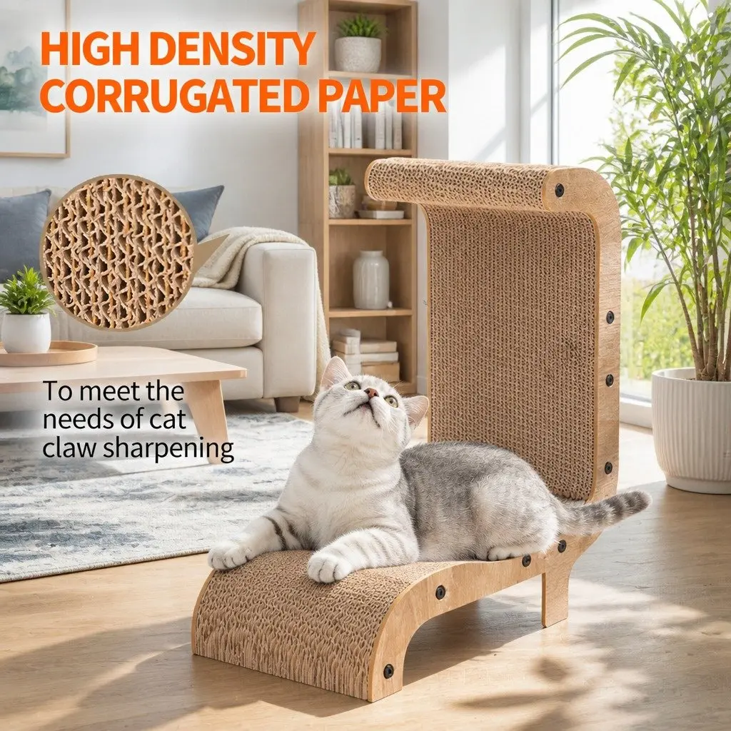Cat Scratch Board Vertical Corrugated Paper 44.5x25x51cm Durable Scratching Surface
