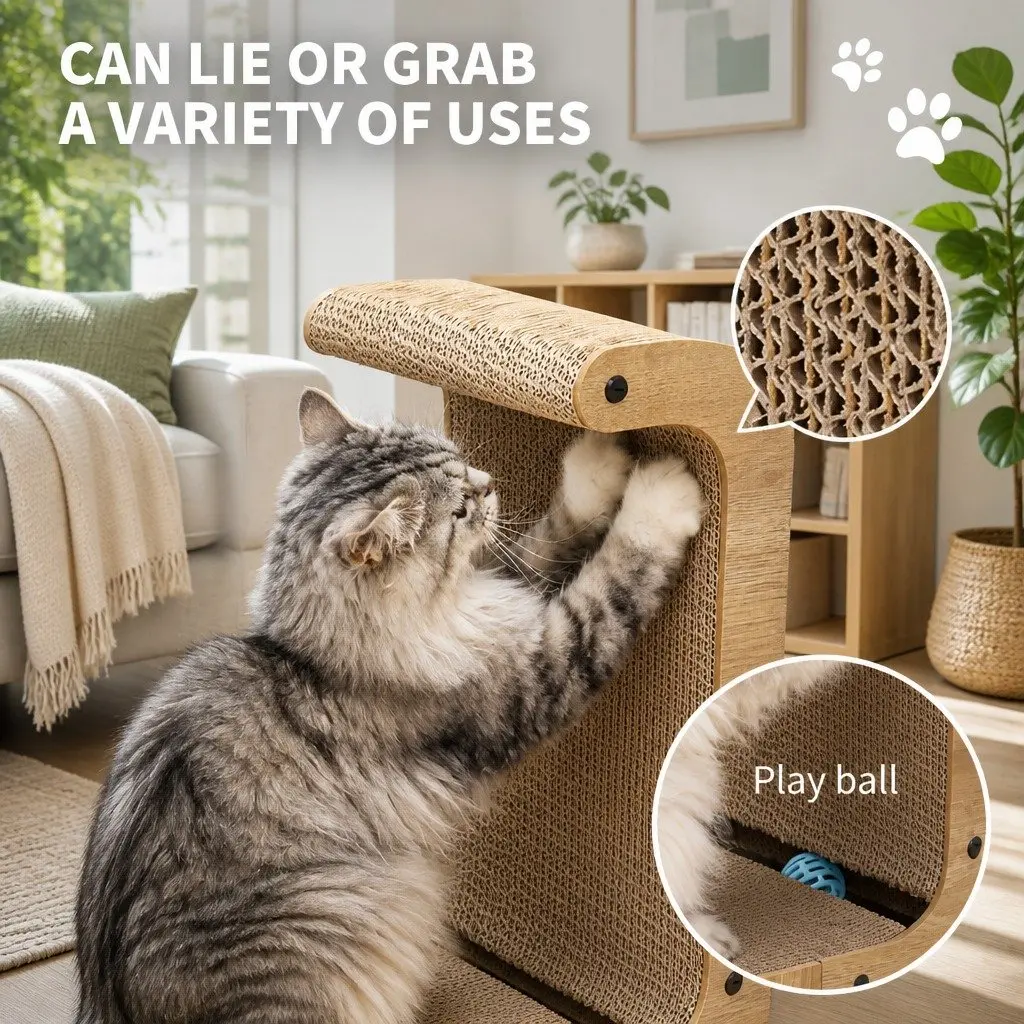 Cat Scratch Board Vertical Corrugated Paper 44.5x25x51cm Durable Scratching Surface