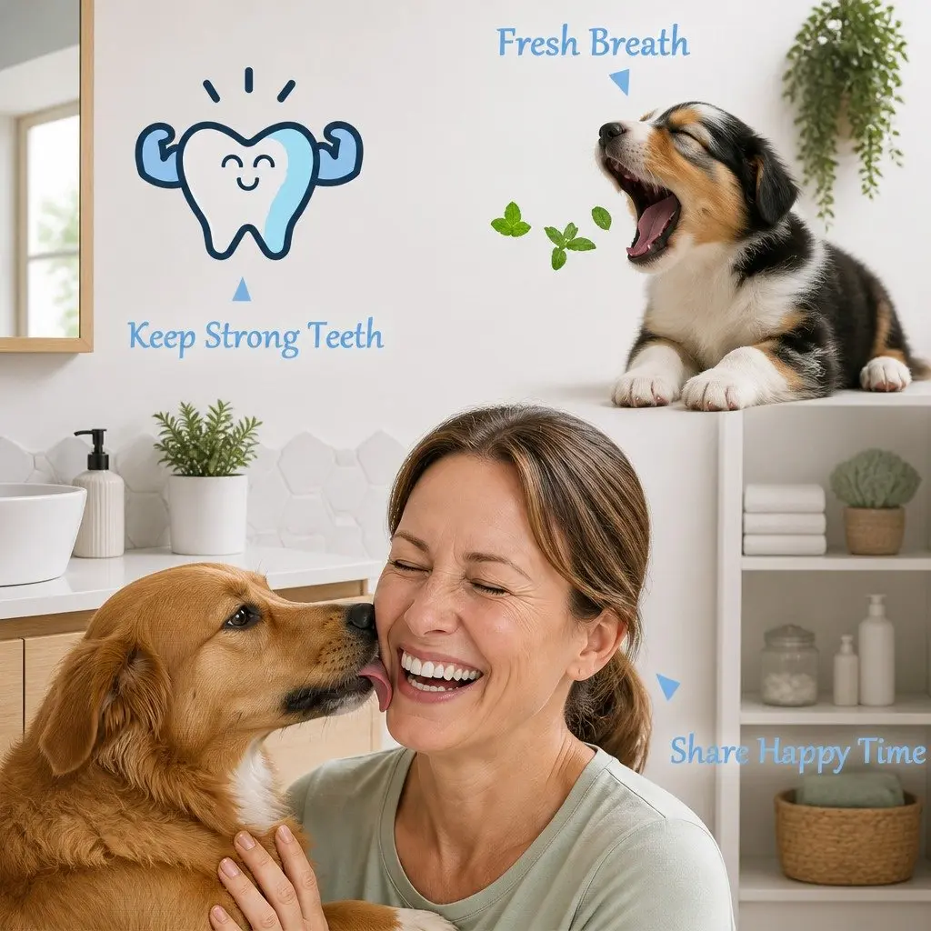 Three-Head Pet Toothbrush Green 17cm Multi-Angle Oral Cleaning Tool