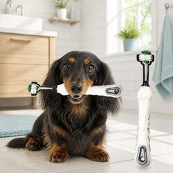 Pet Oral Care Three-Head Multi-Angle Dog Cat Toothbrush Cleaning Tool White