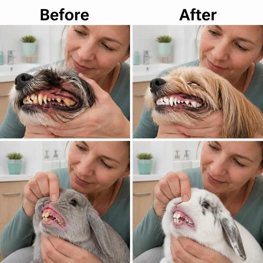 Pet Toothbrush White Three-Head Multi-Angle Cleaning Tool