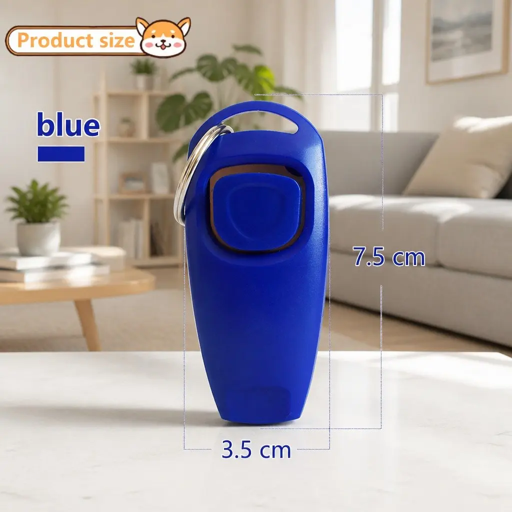 Dog Training Whistle Clicker Combo 2 in 1 Pet Obedience Stop Barking Tool Blue