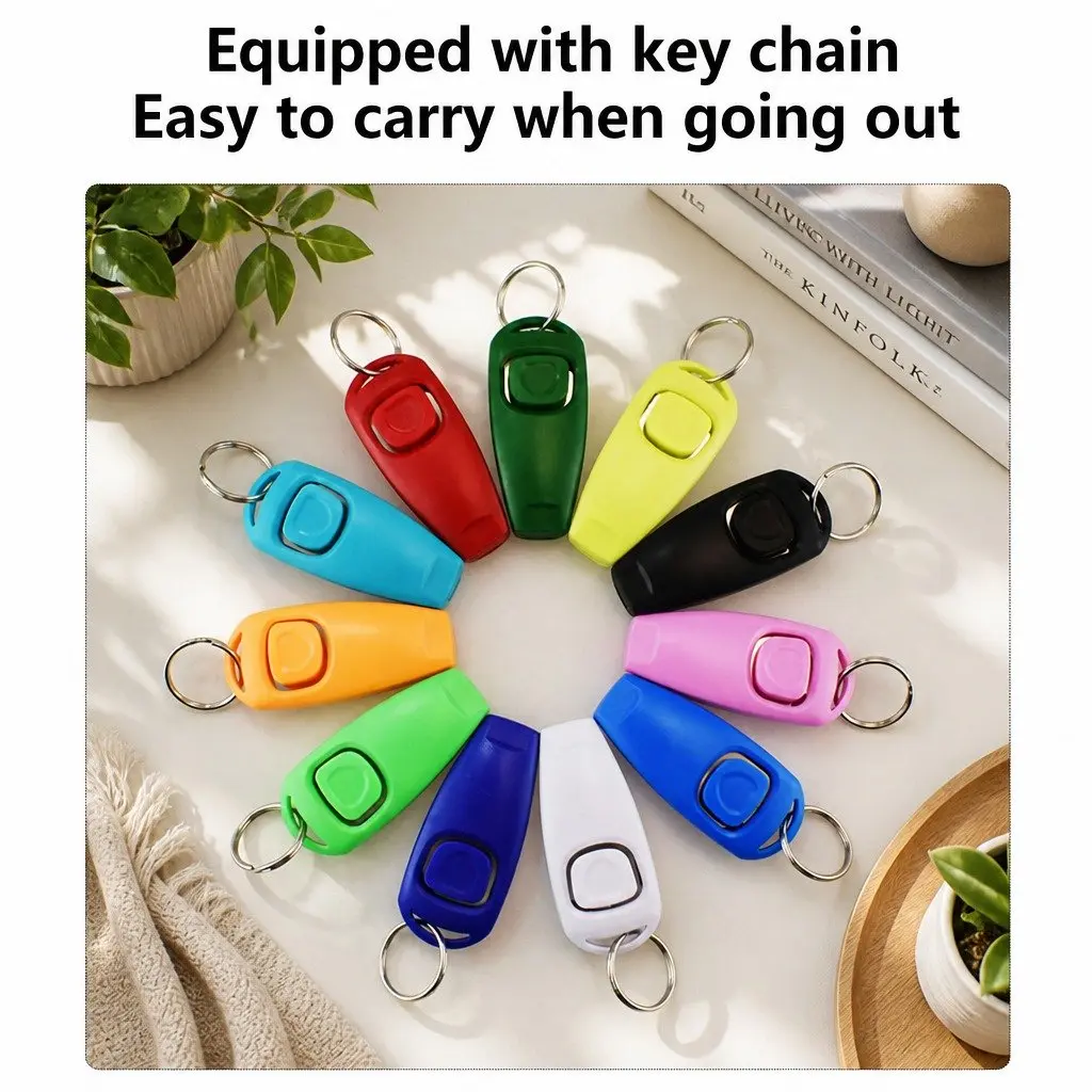 Dog Training Whistle Clicker Combo 2 in 1 Pet Obedience Stop Barking Tool Blue