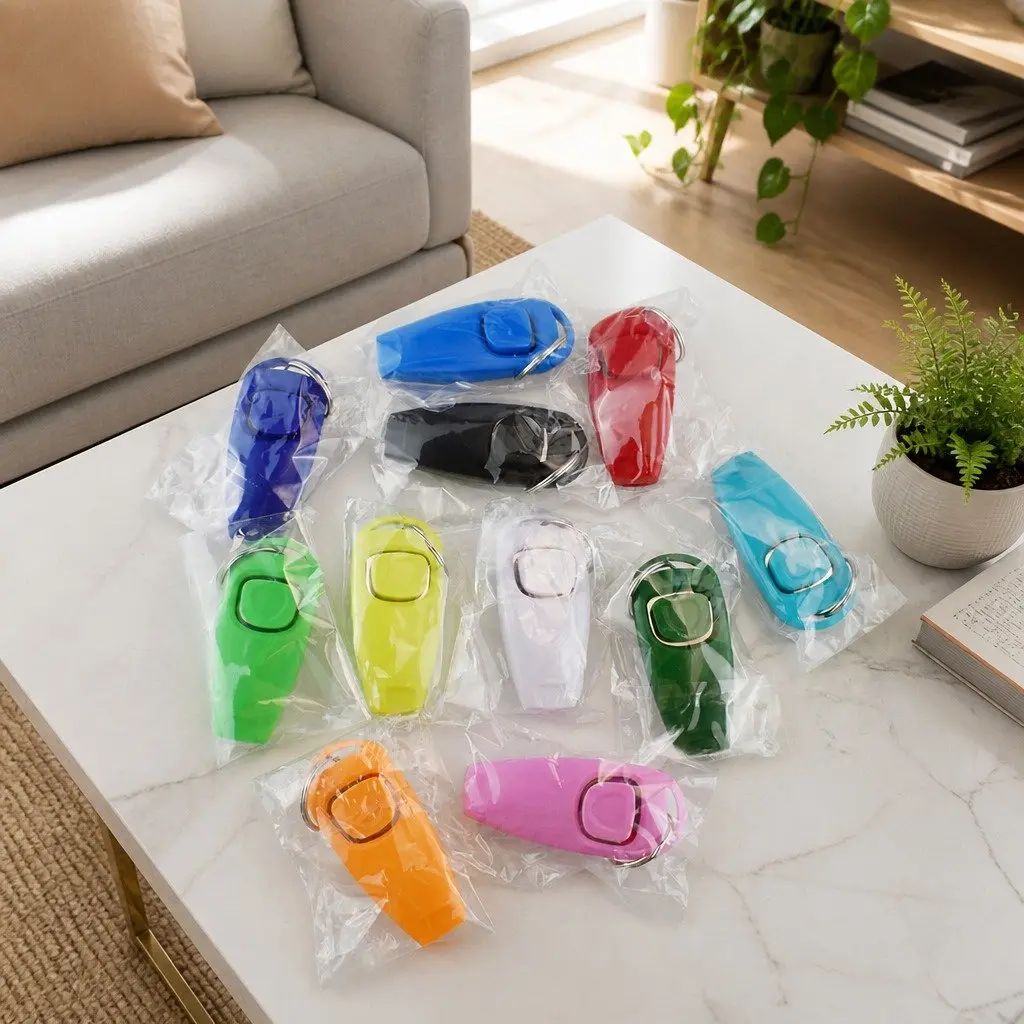 Dog Training Whistle Clicker Combo 2 in 1 Pet Obedience Stop Barking Tool Blue