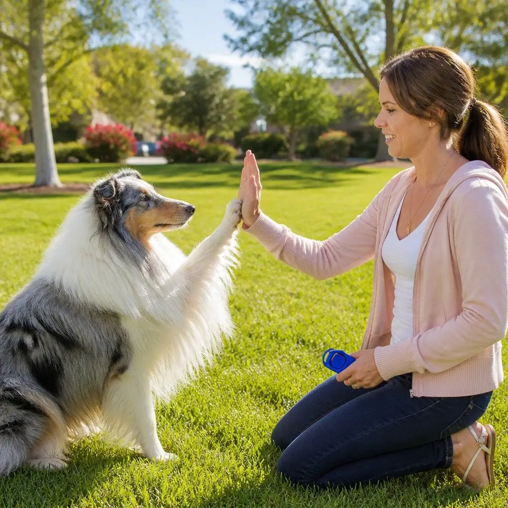 Dog Training Whistle Clicker Combo 2 in 1 Pet Obedience Stop Barking Tool Blue