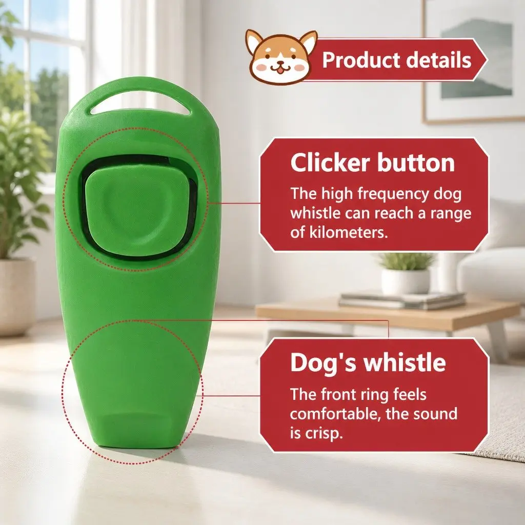 Dog Training Whistle Emerald Green 7.5cm Two-in-One Training Marker