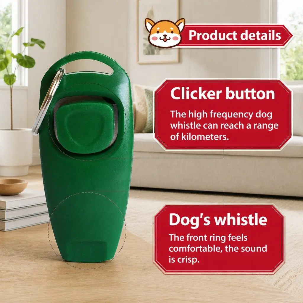 Ultrasonic Dog Training Whistle Clicker Obedience Pet Puppy Sound Tool Green