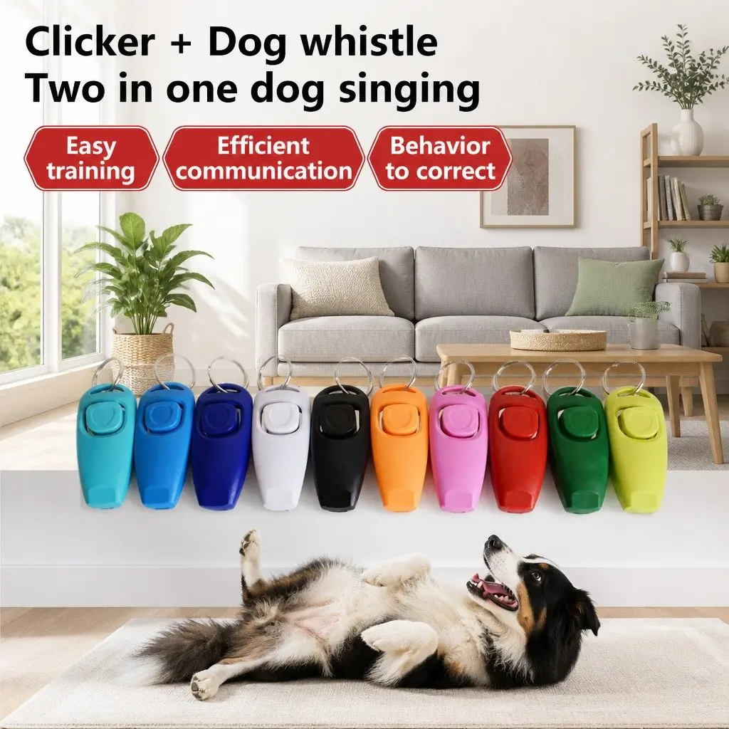 Dog Whistle Clicker 2 in 1 Pet Training Tool Cats Horses Reptiles Obedience