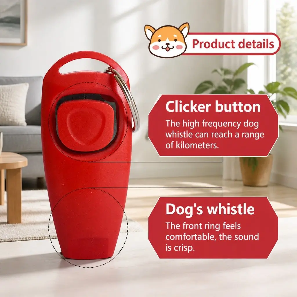 Dog Whistle Clicker 2 in 1 Pet Training Tool Cats Horses Reptiles Obedience