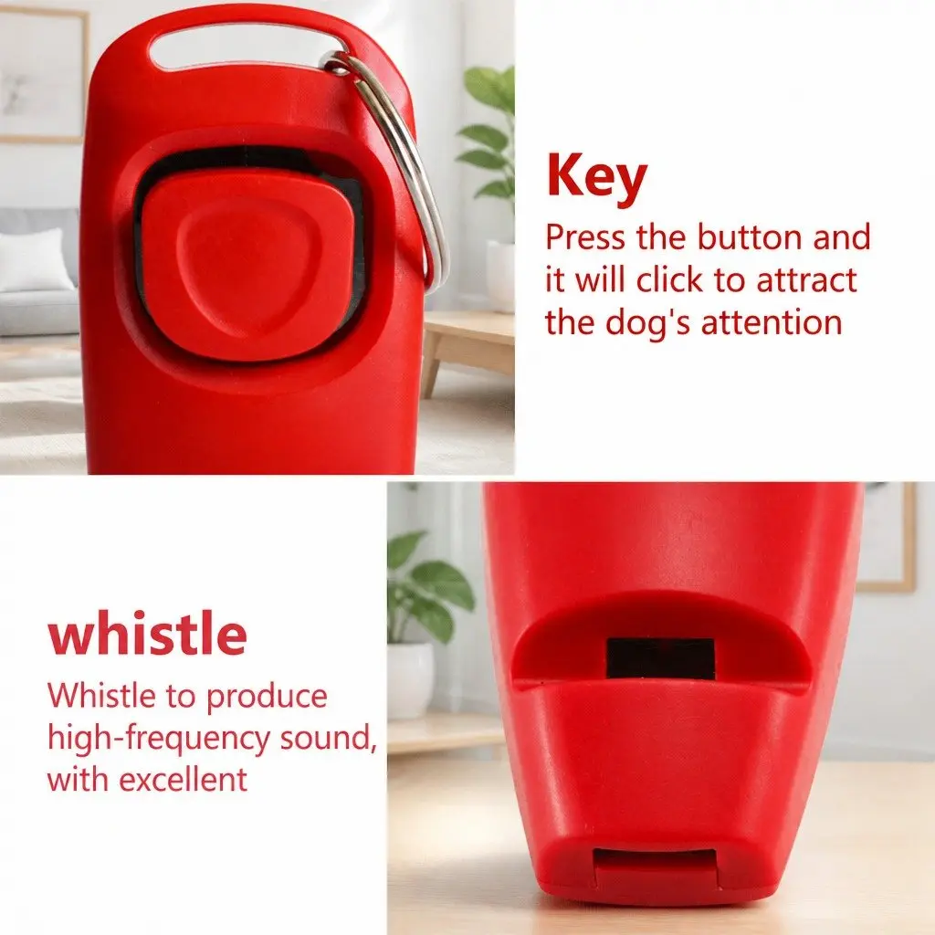 Dog Whistle Clicker 2 in 1 Pet Training Tool Cats Horses Reptiles Obedience