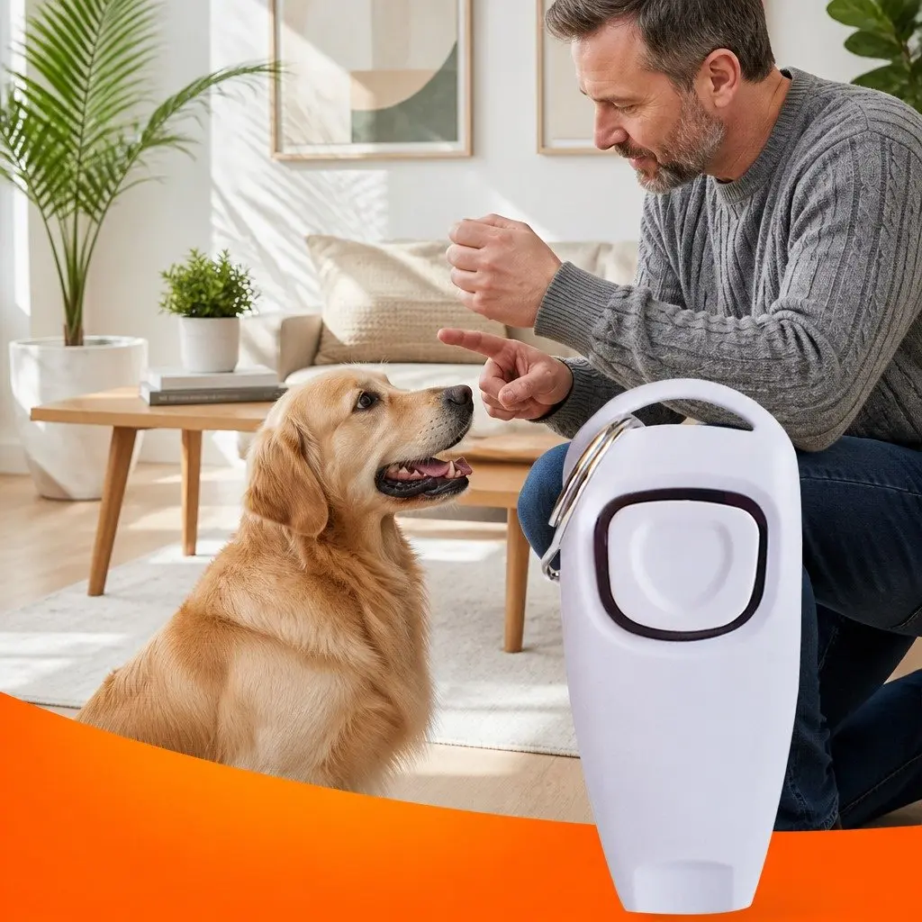 Pet Dog Clicker Whistle Training Combo Puppy Trainer Obedience Click Key Ring