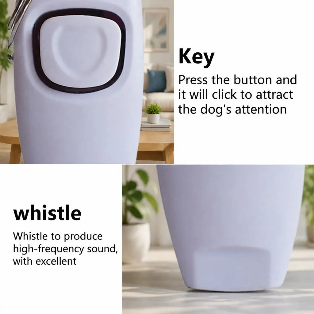 Pet Dog Clicker Whistle Training Combo Puppy Trainer Obedience Click Key Ring