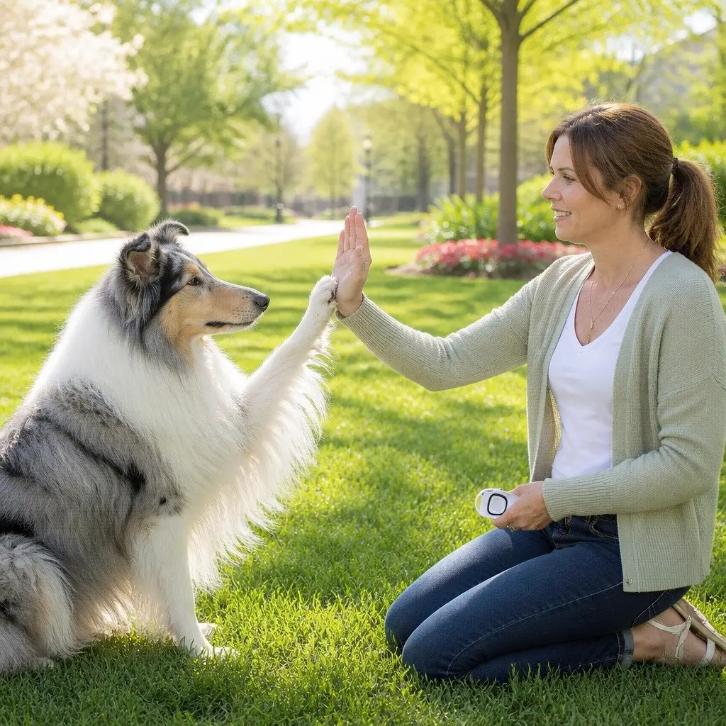 Pet Dog Clicker Whistle Training Combo Puppy Trainer Obedience Click Key Ring