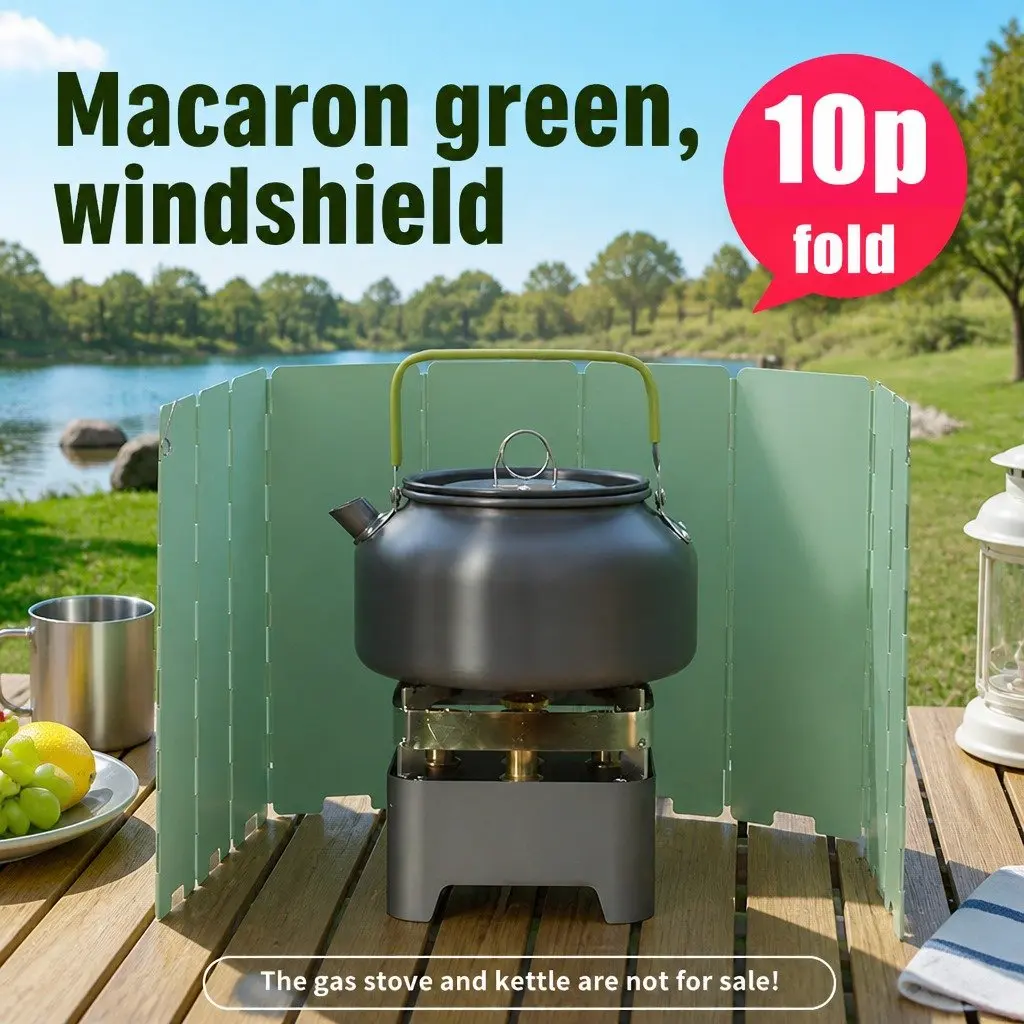 Portable Camping Stove Macaron Green Compact Lightweight with Wind Shield