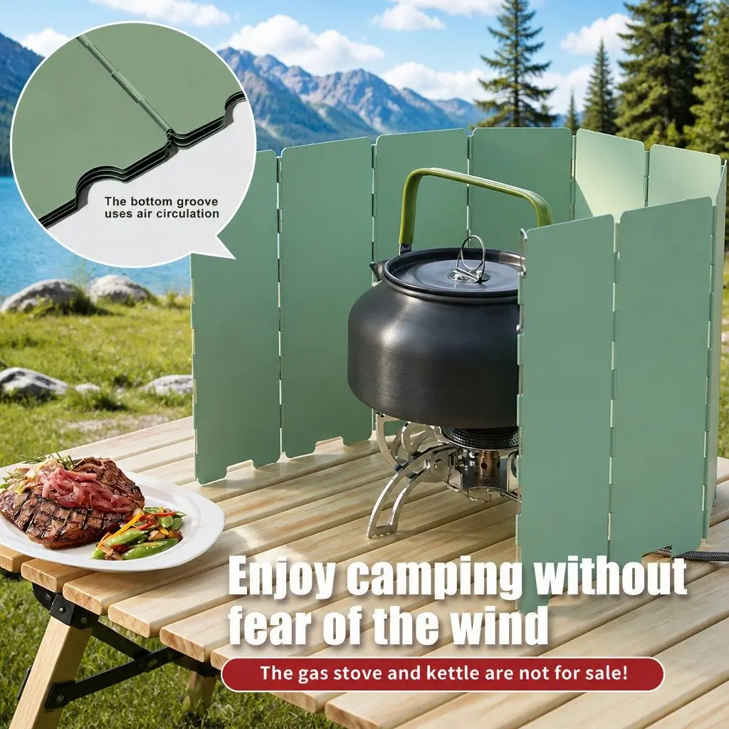 Portable Camping Stove Macaron Green Compact Lightweight with Wind Shield