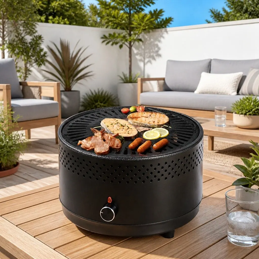 Outdoor Charcoal BBQ Grill Stove Oven Camping Barbecue Adjustable Heat Control